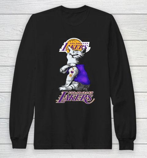 NBA Basketball My Cat Loves Los Angeles Lakers Long Sleeve T-Shirt