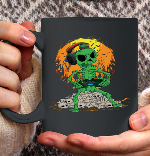 Skeleton Gamer Halloween Shirt Video Game Boys Kids Gaming Ceramic Mug 11oz