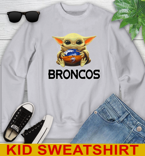 NFL Football Denver Broncos Baby Yoda Star Wars Shirt Youth Sweatshirt 4