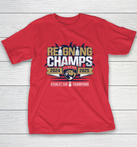 Florida Panthers Reigning Back To Back Stanley Cup Champions 2024 2025 Youth T-Shirt