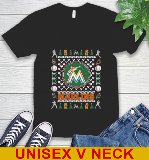 Miami Marlins Merry Christmas MLB Baseball Loyal Fan V-Neck T-Shirt