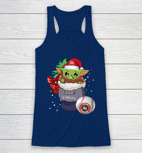 Miami Marlins Christmas Baby Yoda Star Wars Funny Happy MLB Racerback Tank 8 Miami Marlins Christmas Baby Yoda Star Wars Funny Happy MLB Racerback Tank - Image 8