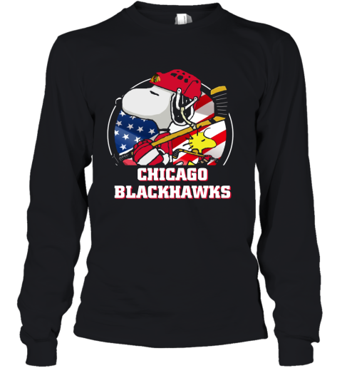 Chicago Blackhawks Ice Hockey Snoopy And Woodstock NHL Youth Long Sleeve