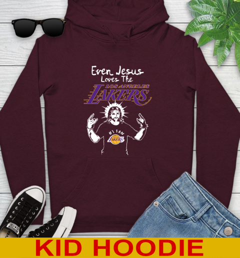 Los Angeles Lakers NBA Basketball Even Jesus Loves The Lakers Shirt Youth Hoodie 7