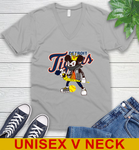 Detroit Tigers MLB Baseball Mickey Peace Sign Sports V-Neck T-Shirt 4