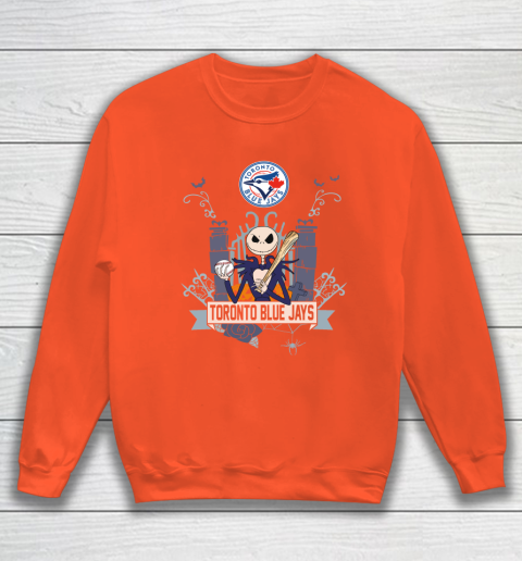 MLB Toronto Blue Jays Baseball Jack Skellington Halloween Sweatshirt 3