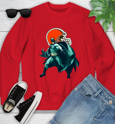 NFL Batman Football Sports Cleveland Browns Youth Sweatshirt 9