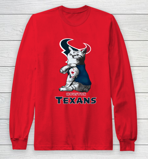 NFL Football My Cat Loves Houston Texans Long Sleeve T-Shirt 7