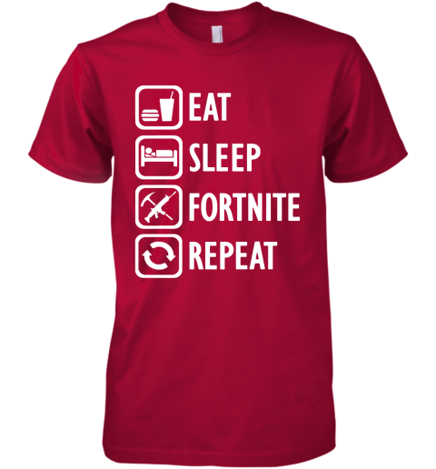 ufvj eat sleep fortnite repeat for gamer fortnite battle royale shirts premium guys tee 5 front red