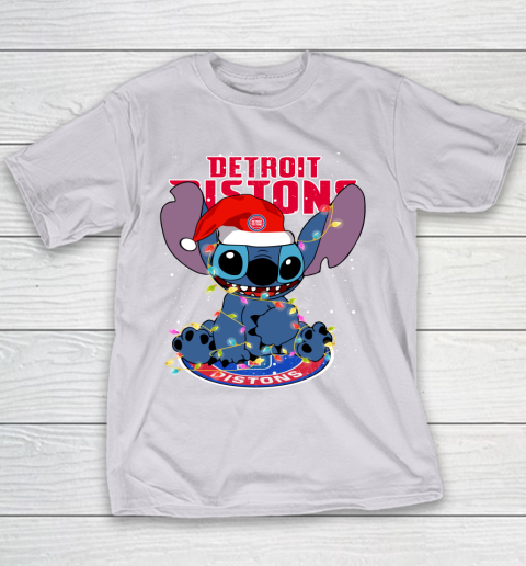 Detroit Pistons NBA noel stitch Basketball Christmas Youth T-Shirt 2