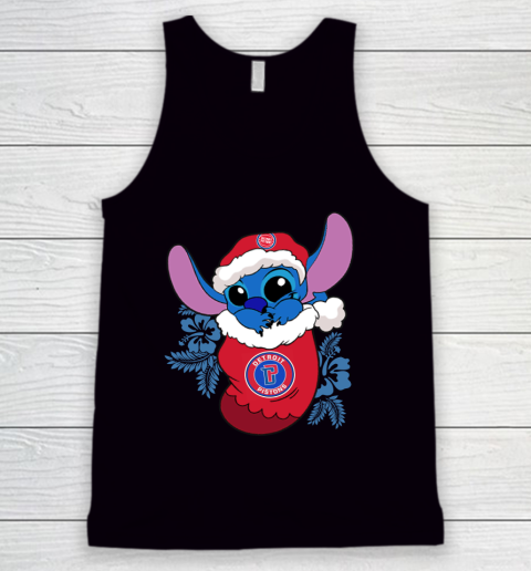Detroit Pistons Christmas Stitch In The Sock Funny Disney NBA Tank Top
