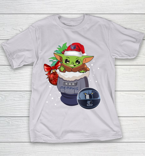 Memphis Grizzlies Christmas Baby Yoda Star Wars Funny Happy NBA Youth T-Shirt 5