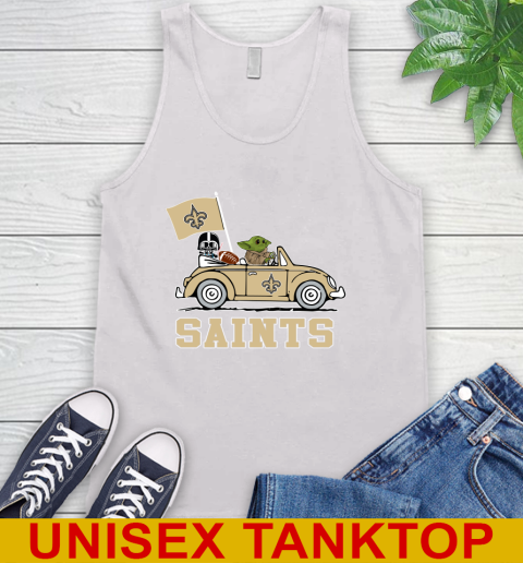 NFL Football New Orleans Saints Darth Vader Baby Yoda Driving Star Wars Shirt Tank Top