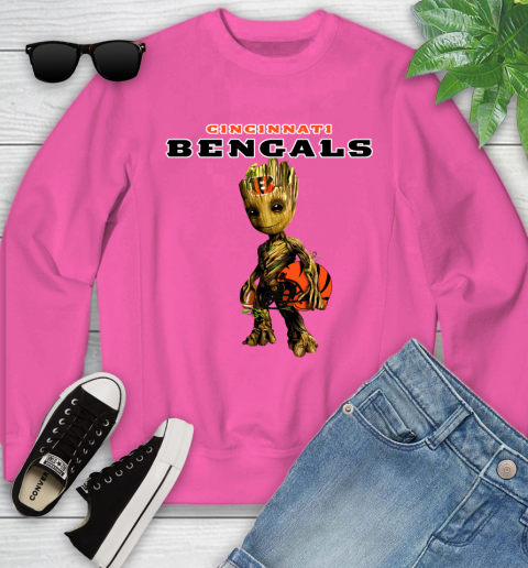 Cincinnati Bengals NFL Football Groot Marvel Guardians Of The Galaxy Youth Sweatshirt 7