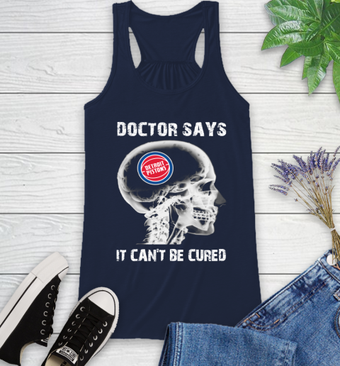 NBA Detroit Pistons Basketball Skull It Can't Be Cured Shirt Racerback Tank 8