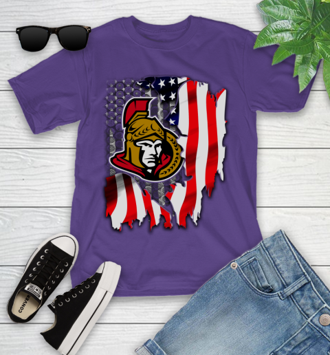 Ottawa Senators NHL Hockey American Flag Youth T-Shirt 3