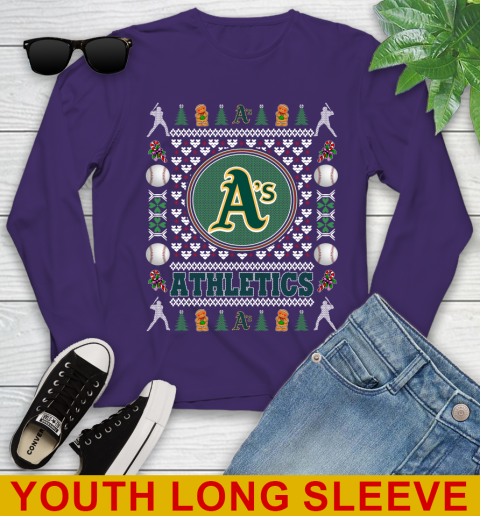 Oakland Athletics Merry Christmas MLB Baseball Loyal Fan Youth Long Sleeve 4