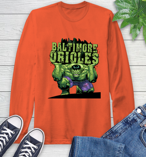 Baltimore Orioles MLB Baseball Incredible Hulk Marvel Avengers Sports Long Sleeve T-Shirt 5