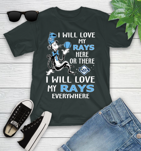 MLB Baseball Tampa Bay Rays I Will Love My Rays Everywhere Dr Seuss Shirt Youth T-Shirt 5