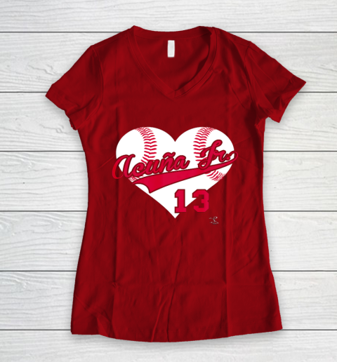 Ronald Acuna Jr Baseball Heart Gameday Women's V-Neck T-Shirt 8
