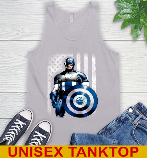 Edmonton Oilers NHL Hockey Captain America Marvel Avengers American Flag Shirt Tank Top 3