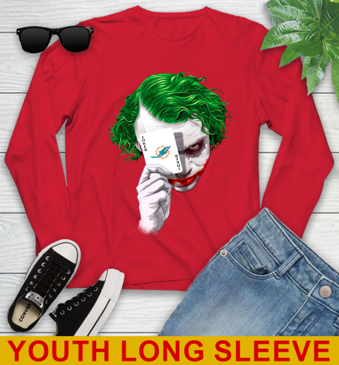 Miami Dolphins NFL Football Joker Card Shirt Youth Long Sleeve 11
