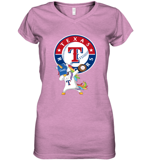 Hip Hop Dabbing Unicorn Flippin Love Texas Rangers Women's V-Neck T-Shirt