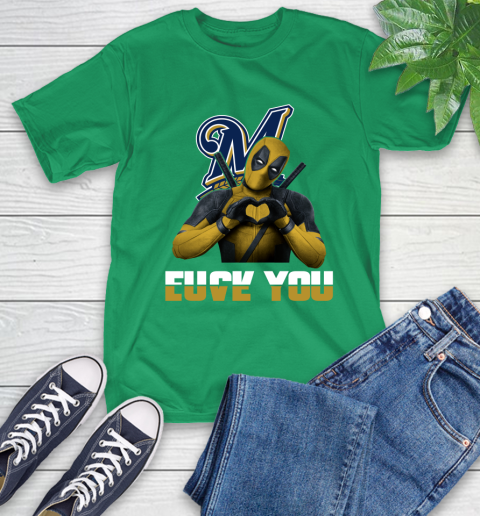 MLB Milwaukee Brewers Deadpool Love You Fuck You Baseball Sports T-Shirt 7