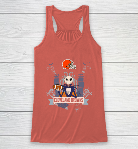 NFL Cleveland Browns Football Jack Skellington Halloween Racerback Tank 3