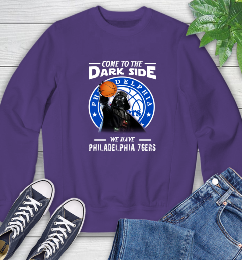NBA Come To The Dark Side We Have Philadelphia 76ers Star Wars Darth Vader Basketball Sweatshirt 4