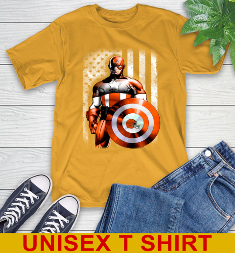 Cleveland Browns NFL Football Captain America Marvel Avengers American Flag Shirt T-Shirt 2