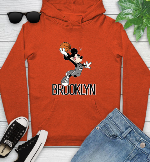 NBA Basketball Brooklyn Nets Cheerful Mickey Mouse Shirt Youth Hoodie 5