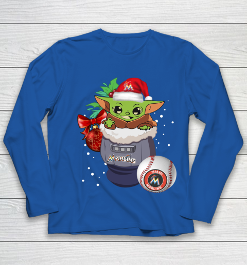 Miami Marlins Christmas Baby Yoda Star Wars Funny Happy MLB Youth Long Sleeve 9
