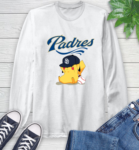 MLB Pikachu Baseball Sports San Diego Padres Long Sleeve T-Shirt