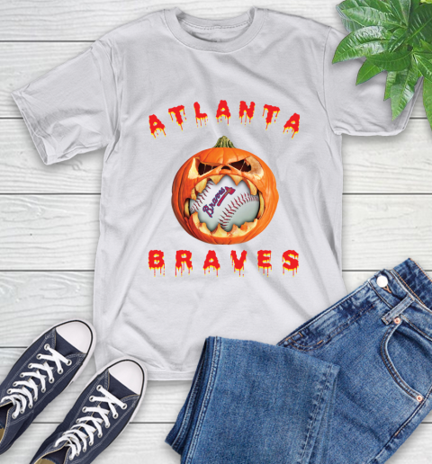 MLB Atlanta Braves Halloween Pumpkin Baseball Sports T-Shirt 12