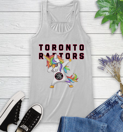 Toronto Raptors NBA Basketball Funny Unicorn Dabbing Sports Racerback Tank