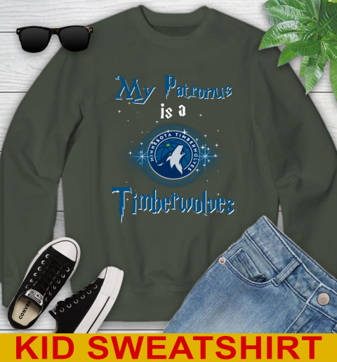 NBA Basketball Harry Potter My Patronus Is A Minnesota Timberwolves Youth Sweatshirt 8