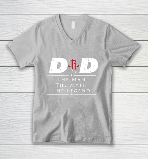 Houston Rockets NBA Basketball Dad The Man The Myth The Legend V-Neck T-Shirt 3