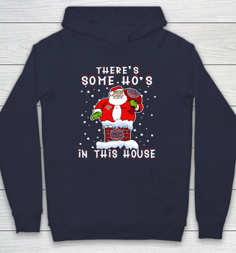 New York Knicks Christmas There Is Some Hos In This House Santa Stuck In The Chimney NBA Hoodie 2