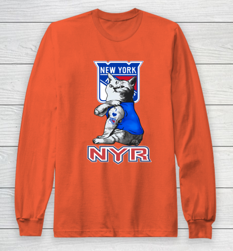 NHL My Cat Loves New York Rangers Hockey Long Sleeve T-Shirt 3