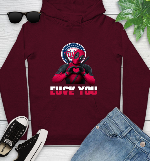 MLB Minnesota Twins Deadpool Love You Fuck You Baseball Sports Youth Hoodie 7