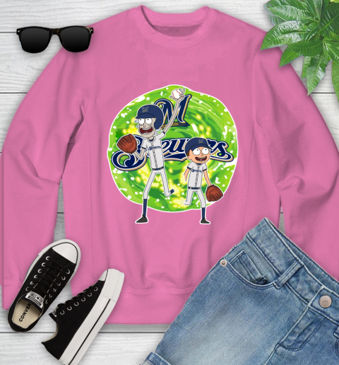 MLB Milwaukee Brewers Rick And Morty Baseball Sports Youth Sweatshirt 7