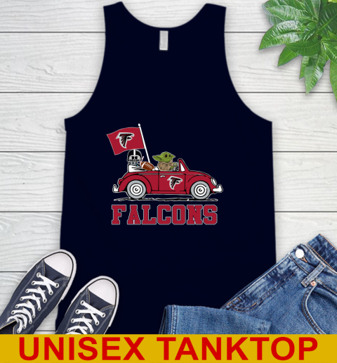NFL Football Atlanta Falcons Darth Vader Baby Yoda Driving Star Wars Shirt Tank Top 3