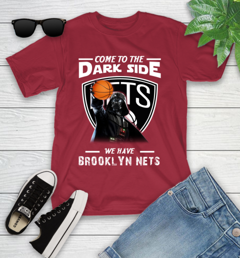 NBA Come To The Dark Side We Have Brooklyn Nets Star Wars Darth Vader Basketball Youth T-Shirt 14