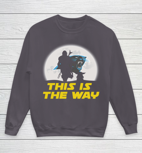 Carolina Panthers NFL Football Star Wars Yoda And Mandalorian This Is The Way Youth Sweatshirt 5