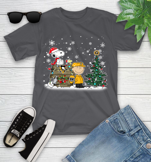 NHL Pittsburgh Penguins Snoopy Charlie Brown Woodstock Christmas Stanley Cup Hockey Youth T-Shirt 6