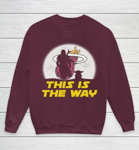 Miami Heat NBA Basketball Star Wars Yoda And Mandalorian This Is The Way Youth Sweatshirt 4