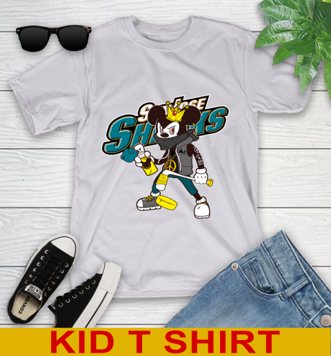 San Jose Sharks NHL Hockey Mickey Peace Sign Sports Youth T-Shirt 5