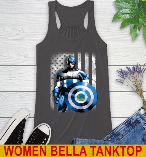 Golden State Warriors NBA Basketball Captain America Marvel Avengers American Flag Shirt Racerback Tank 10