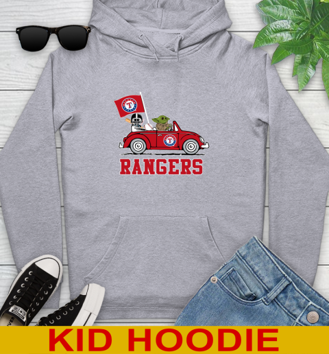 MLB Baseball Texas Rangers Darth Vader Baby Yoda Driving Star Wars Shirt Youth Hoodie 6